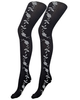 Trailing Trellis Floral Embossed Opaque Tights (Made In Italy)